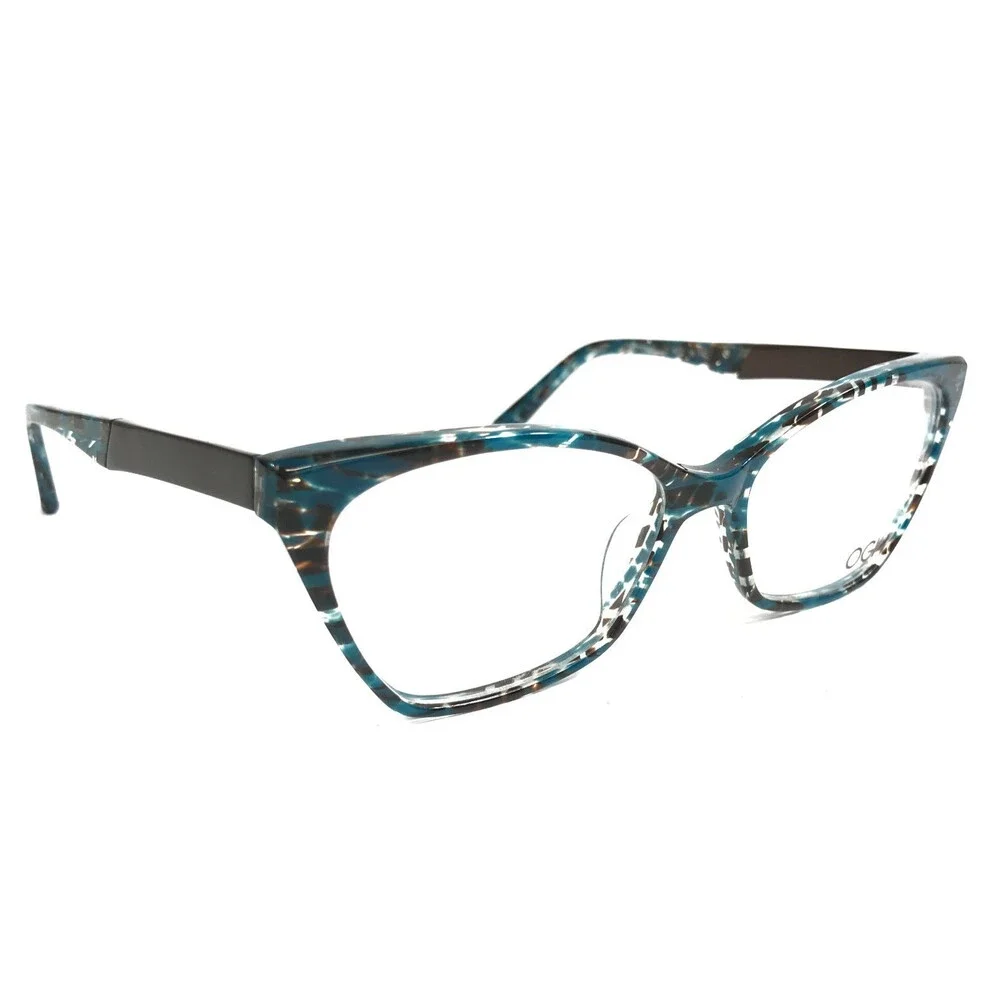 OGI Eyeglasses Frames EVOLUTION 2215/1840 Blue Brown Cat Eye Marble 54-16-140